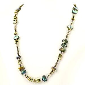 Silpada 925 Sterling Silver Abalone Shell Bronze Seed Beads Brass Necklace N1729